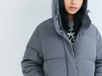 Длинный пуховик для девочек, Серый