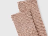 Чулки в рубчик с шерстью, Бежевый