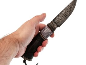 Авторский нож Сварог, сталь мозаичный дамаск, подарочная шкатулка