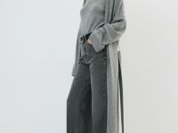 Прямые джинсы с высокой посадкой, Серый