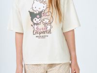 Футболка с принтом Hello Kitty для девочек, Белый