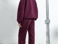 Бордовые прямые спортивные брюки из скубы Глория Джинс