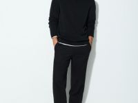 Поло из мягкой ткани с длинным рукавом, Черный