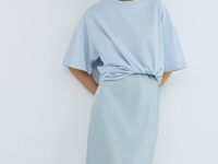 Сатиновая юбка миди А-силуэта, Зеленый