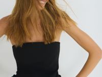 Корсетный топ из поливискозы, Черный