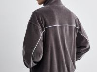 Тёмно-серая спортивная куртка из велюра с контрастным кантом Глория Джинс
