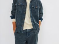 Рубашка из вельвета с эффектом стирки, Синий