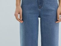 Широкие джинсы с высокой посадкой, Голубой