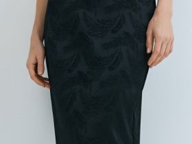 Прямая юбка из жаккарда, Черный