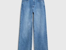 Широкие джинсы с высокой посадкой, Голубой