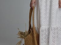 Сарафан из хлопка с вышивкой и воланом, Белый