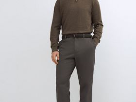 Джемпер с V-вырезом, Коричневый