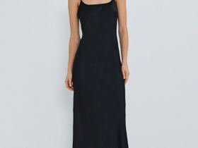 Платье на тонких бретелях, Черный