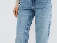 Прямые джинсы с подворотами, Голубой