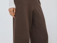 Вязаные широкие брюки, Коричневый