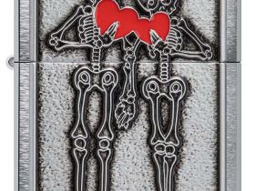 Зажигалка ZIPPO Couple Love с покрытием Brushed Chrome, латунь/сталь, серебристая, 36x13x57 мм