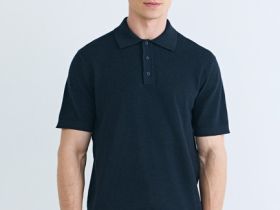 Поло из текстурной ткани, Синий