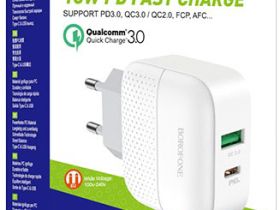 Зарядное устройство Borofone BA46A Premium USB/USB-C 18 Вт Белое