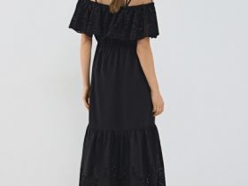 Сарафан из хлопка с объёмной оборкой, Черный