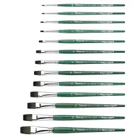 Кисть д/рисования "Tintoretto Emerald" синтетика, плоская, на короткой ручке