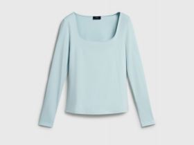 Лонгслив с квадратным вырезом, Зеленый