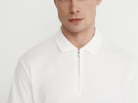 Поло из технологичной ткани с молнией, Белый