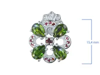 Пусеты из серебра с гранатами и хромдиопсидами э0650пс01260381