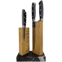 Подставка для 4 ножей магнитная Woodinhome The Twins KS040SON-ST, дуб/мрамор