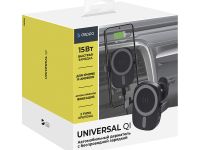 Автомобильный держатель Deppa (55210) Universal QI для смартфона в воздуховод/лобовое стекло 15W (черный)