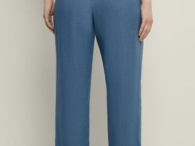 Брюки изо льна широкого силуэта