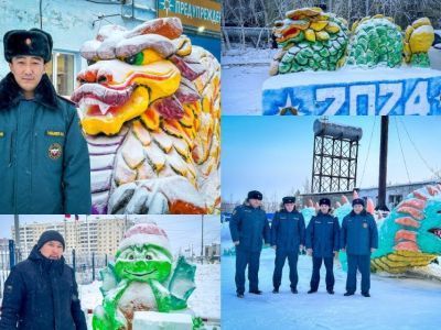 Сотрудники МЧС Якутии представили снежные фигуры драконов