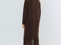 Вязаное платье с бахромой, Коричневый