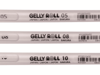Набор ручек гелевый Sakura "Gelly Roll" 3 шт. 0,3 мм, 0,4 мм, 0,5 мм, цвет белый