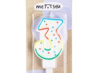 Свеча для торта с держателем MESHU "Цифра 3", 8,5 см, блистер