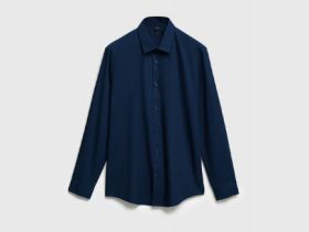 Рубашка из структурной ткани, Синий