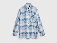 Рубашка в клетку из фланели, Голубой