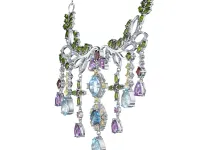 Колье из серебра с аметистами, хромдиопсидами, гранатами, топазами и цитринами э0681кл12250372