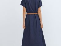 Платье-рубашка из денима с ремнём, Синий