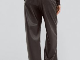 Прямые брюки из искусственной кожи, Коричневый