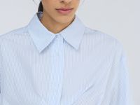 Асимметричная рубашка из хлопка, Голубой