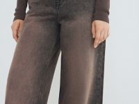 Широкие джинсы с высокой посадкой, Коричневый