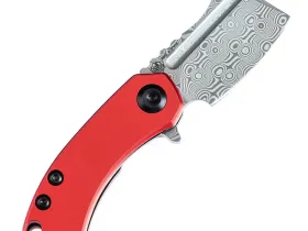 Складной нож Kansept Mini Korvid, сталь Damascus, рукоять алюминий, красный