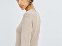 Вязаное платье с пайетками, Бежевый