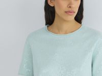 Джемпер с пайетками и коротким рукавом, Зеленый