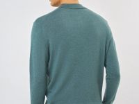 Вязаный джемпер-поло с длинным рукавом, Голубой