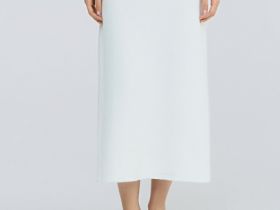 Вязаная юбка миди А-силуэта, Белый