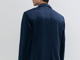 Однобортный пиджак из бархата, Синий