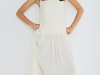 Платье А-силуэта на тонких бретелях, Бежевый