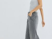 Широкие джинсы с леопардовым принтом, Серый