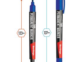 Маркер перманентный двухсторонний Berlingo "Multiline PE55" 0,5-1 мм, пулевидный, синий